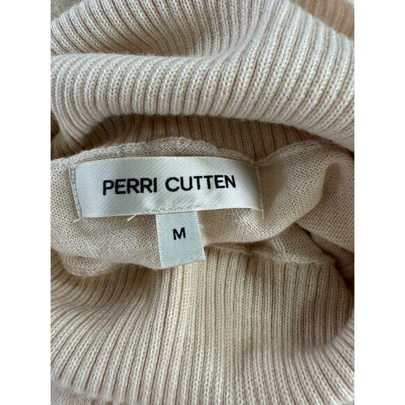 Perri Cutten Merino Wool Sweater Jumper Cream Womens Medium Quiet Luxury Classic - Picture 8 of 10